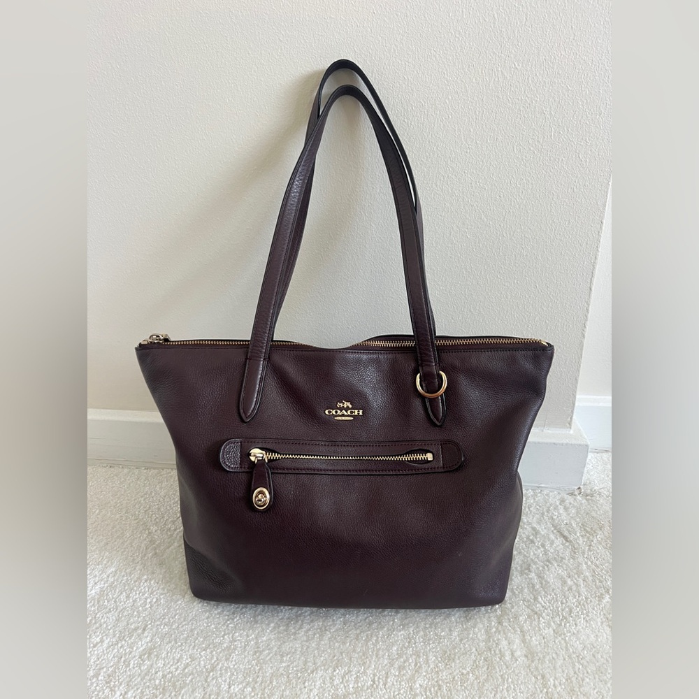 Coach Taylor Tote Shoulder Bag in Brown Pebble Leather